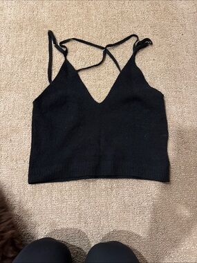 Jacquemus Black Strappy V-Neck Knit Crop Top